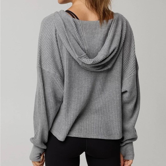 Women’s OFFLINE By Aerie Wow! Waffle Knit Hoodie Pullover Lounge Top Size Small - Picture 2 of 16